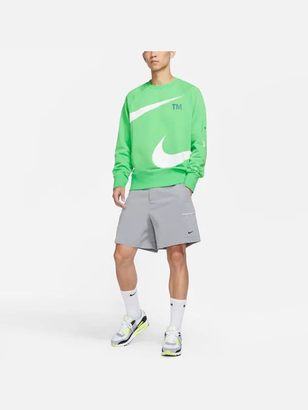 Толстовка Men's Nike Swoosh Ft Crew Large Logo Printing Knit Round Neck Pullover Green — изображение 3 из 4, зеленый