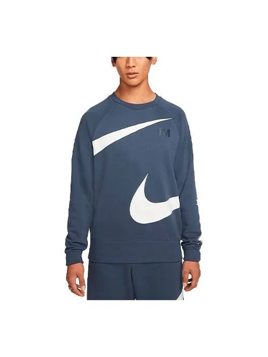 Толстовка Men's Nike Swoosh Ft Crew Large Logo Printing Knit Round Neck Pullover Blue — изображение 1 из 3, мульти