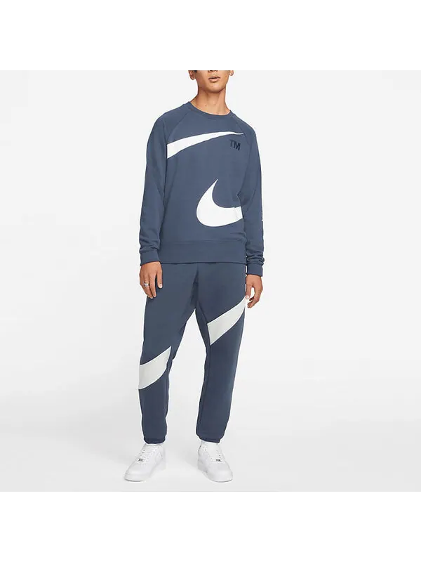 Толстовка Men's Nike Swoosh Ft Crew Large Logo Printing Knit Round Neck Pullover Blue — изображение 3 из 3, мульти