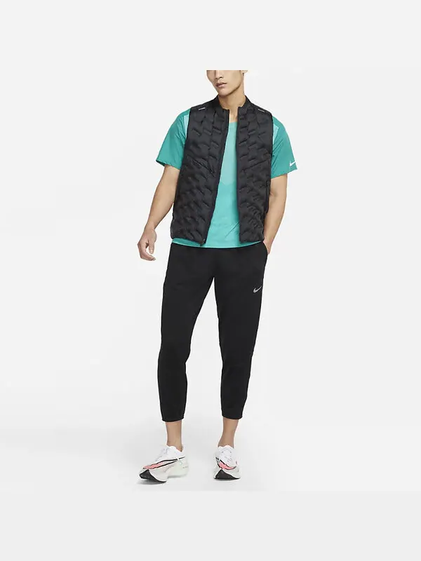Брюки men's logo solid color elastic waistband drawstring sports pants/trousers/joggers autumn black Nike, черный