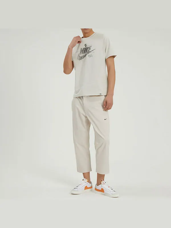 Брюки men's solid color straight slim fit woven casual long pants/trousers white Nike — изображение 3 из 4, мульти