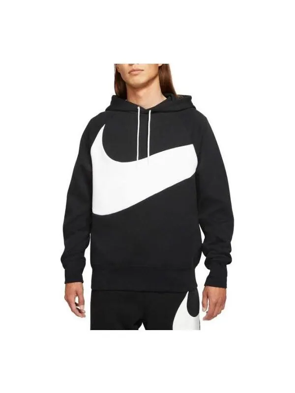 Толстовка Nike Sportswear Swoosh Tech Fleece Pullover Hoodie 'Black' — изображение 1 из 2, черный/белый
