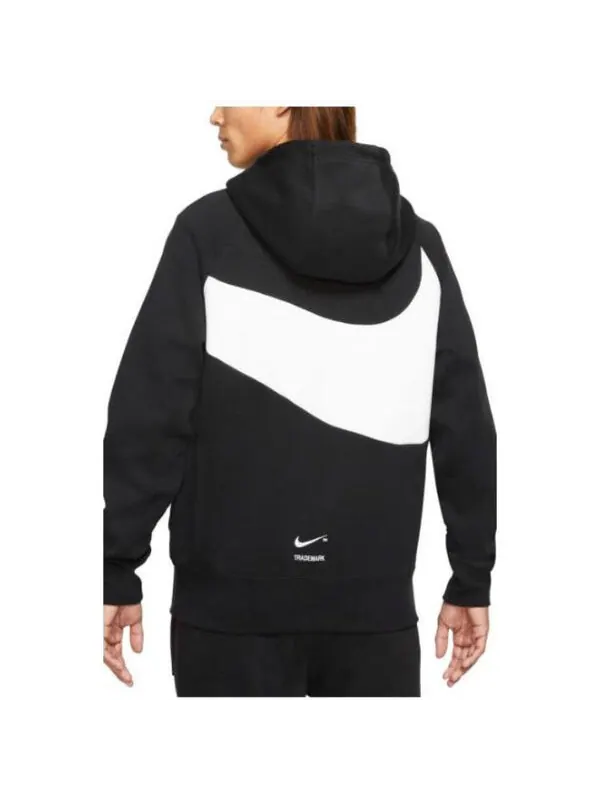 Толстовка Nike Sportswear Swoosh Tech Fleece Pullover Hoodie 'Black' — изображение 2 из 2, черный/белый