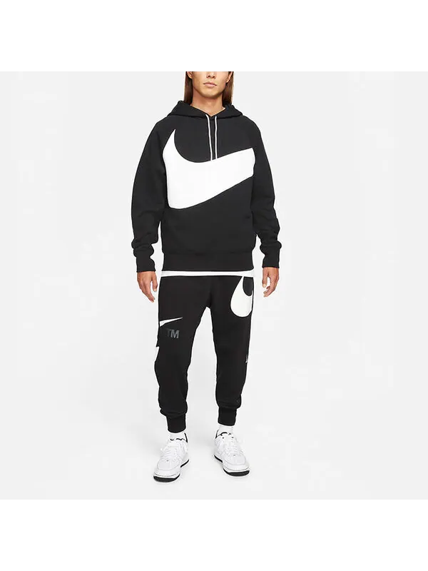 Толстовка Men's Nike Sportswear Swoosh Tech Fleece Contrasting Colors Large Logo Printing Sports — изображение 3 из 4, черный