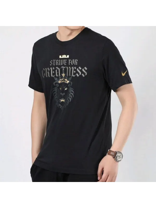 Футболка Nike LeBron James Basketball Sports Printing Round Neck Short Sleeve Black — изображение 3 из 4, черный
