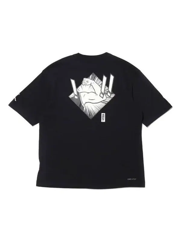 Футболка men's jordan dri-fit zion basketball sports printing knit round neck short sleeve black t-shirt Nike, черный