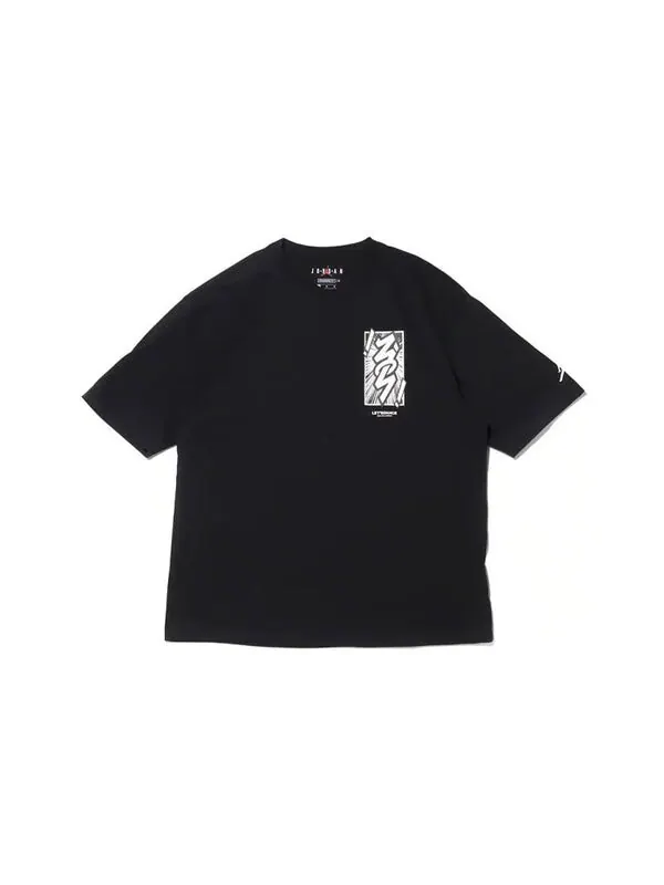 Футболка men's jordan dri-fit zion basketball sports printing knit round neck short sleeve black t-shirt Nike, черный