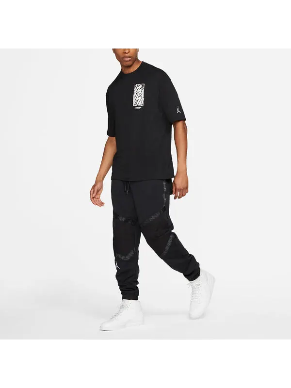Футболка men's jordan dri-fit zion basketball sports printing knit round neck short sleeve black t-shirt Nike, черный