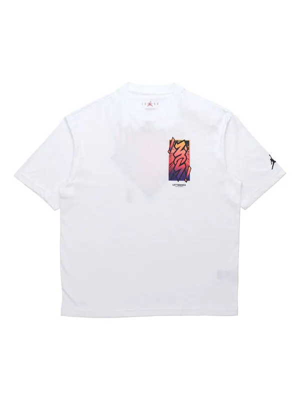 Футболка dri fit zion баскетбольные спортивные с принтом трикотажные круглые с коротким рукавом Air Jordan, белый