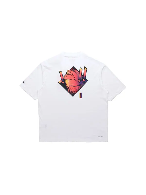 Футболка dri fit zion баскетбольные спортивные с принтом трикотажные круглые с коротким рукавом Air Jordan, белый