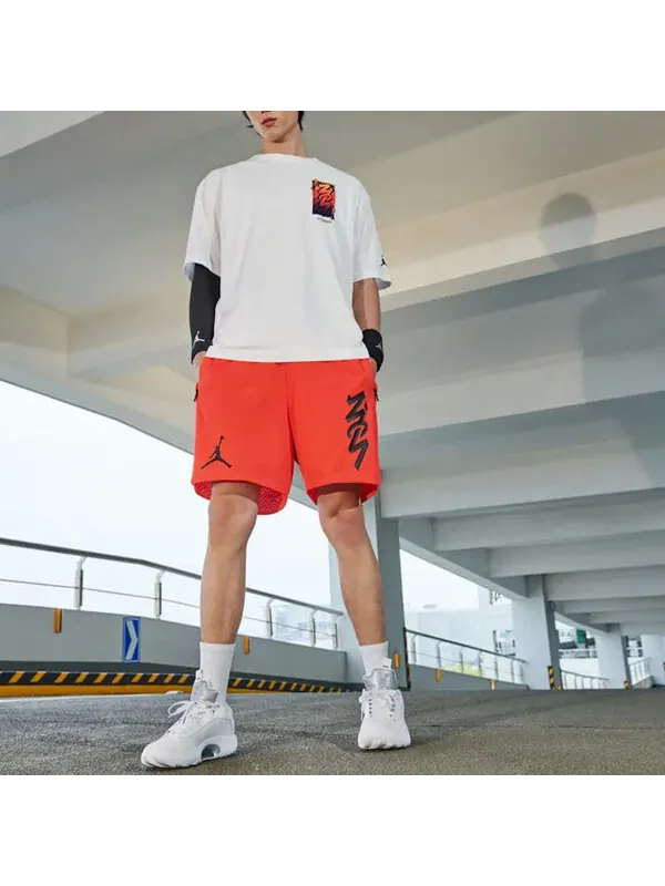 Футболка dri fit zion баскетбольные спортивные с принтом трикотажные круглые с коротким рукавом Air Jordan, белый