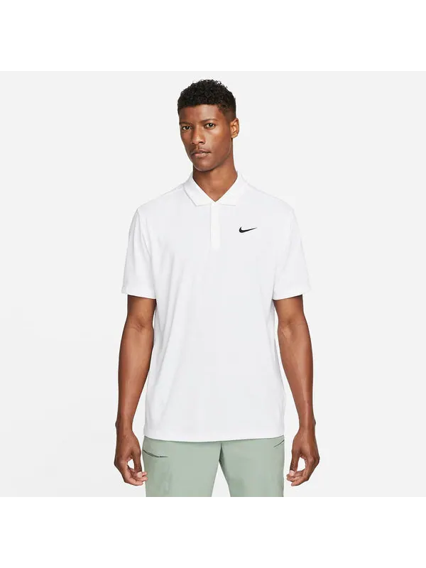 Рубашка NikeCourt Dri-FIT Tennis Polo Shirt 'White' — изображение 2 из 4, белый/черный