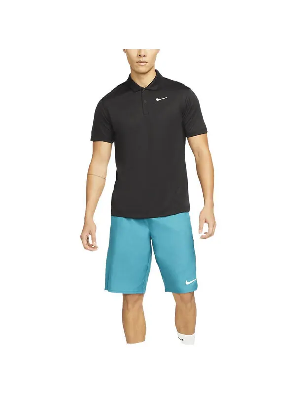 Футболка men's solid color buckle short sleeve polo black polo shirt Nike — изображение 3 из 3, мульти