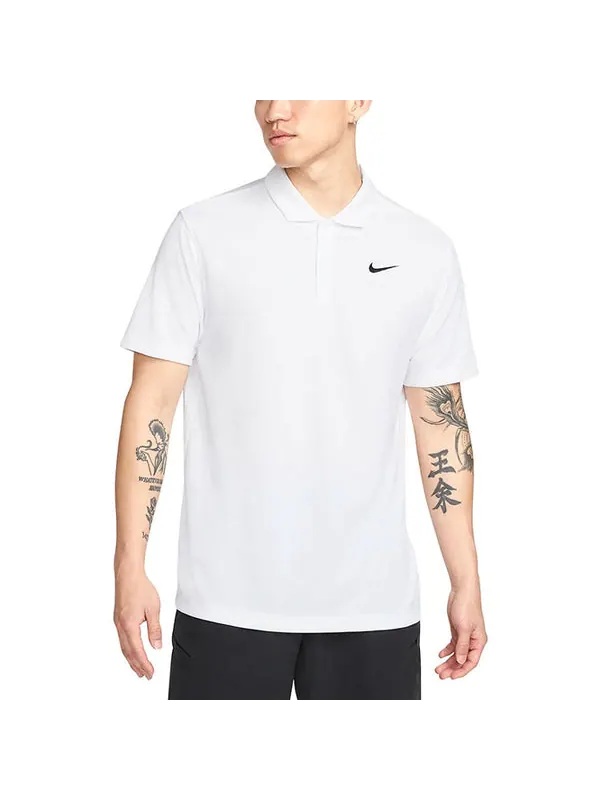 Футболка men's small logo solid color short sleeve white polo shirt Nike — изображение 2 из 3, мульти