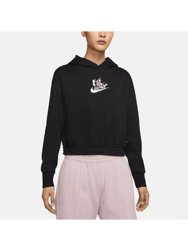 Толстовка с капюшоном из флиса с графическим принтом Nike — изображение 4 из 4, черный/белый/розовый