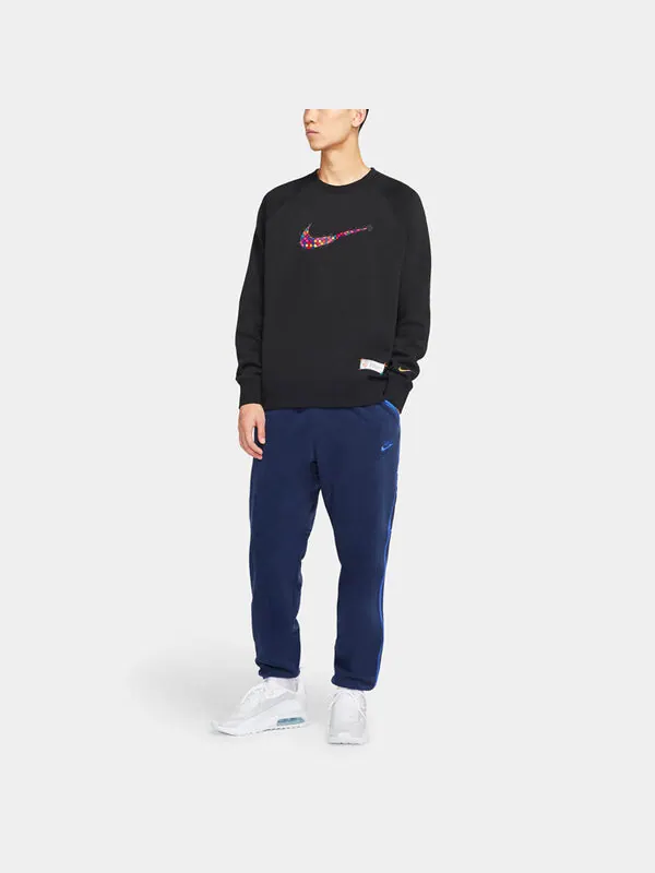 Толстовка Nike Sportswear Front Swoosh Casual Sports Crew-neck 'Black Red' — изображение 3 из 4, черный