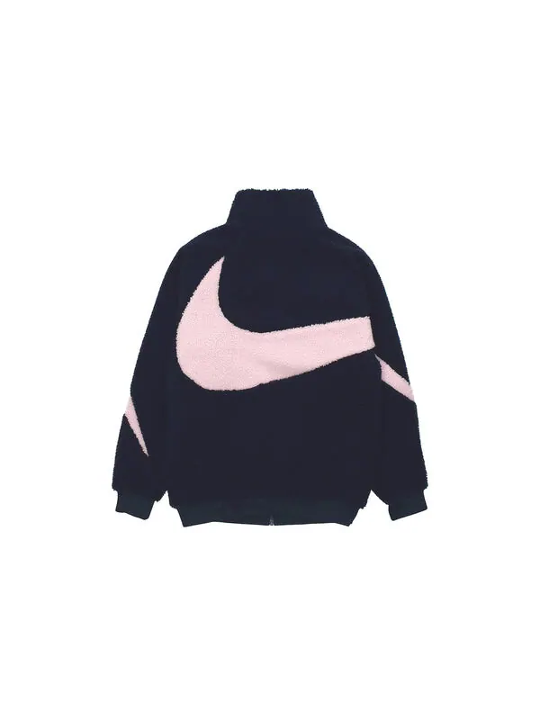 Куртка Nike Big Swoosh Large Logo lamb's wool Stay Warm Stand Collar Jacket Obsidian Color — изображение 2 из 4, черный