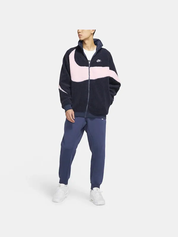 Куртка Nike Big Swoosh Large Logo lamb's wool Stay Warm Stand Collar Jacket Obsidian Color — изображение 3 из 4, черный