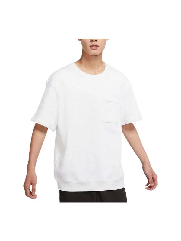 Футболка Nike Solid Color Pocket Skateboard Sports Round Neck Short Sleeve Unisex White — изображение 1 из 3, мульти