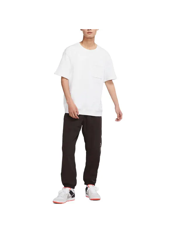 Футболка Nike Solid Color Pocket Skateboard Sports Round Neck Short Sleeve Unisex White — изображение 3 из 3, мульти