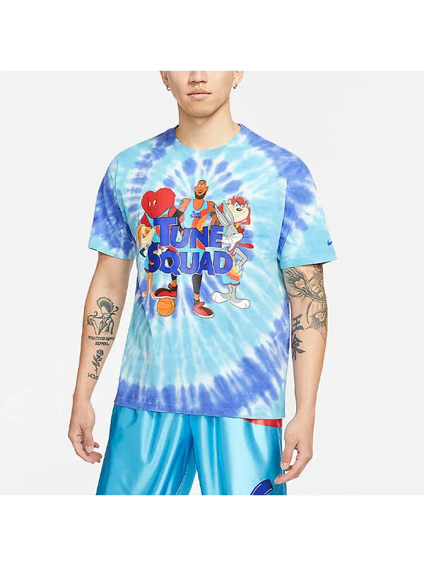 Футболка x space jam tie dye sports tee 'light blue purple' Nike — изображение 4 из 4, синий