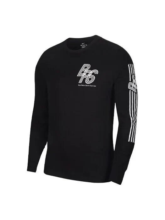 Футболка dri fit печать бег спортивные длинные рукава Nike — изображение 1 из 3, черный
