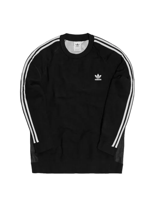 Толстовка adidas originals 3 Stripes Knit Crew Black White — изображение 1 из 4, черный