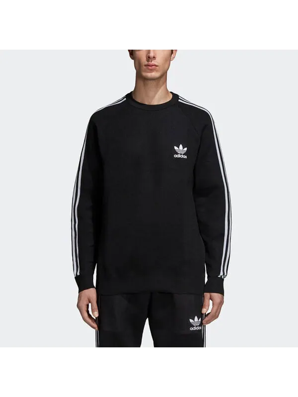 Толстовка adidas originals 3 Stripes Knit Crew Black White — изображение 2 из 4, черный