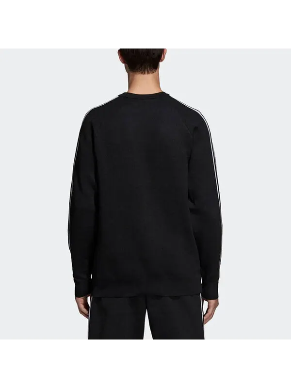 Толстовка adidas originals 3 Stripes Knit Crew Black White — изображение 3 из 4, черный