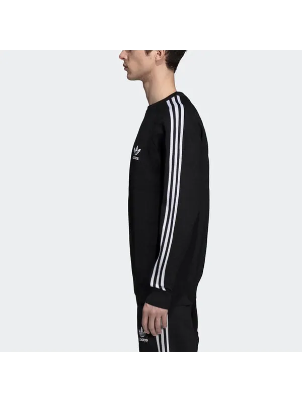 Толстовка adidas originals 3 Stripes Knit Crew Black White — изображение 4 из 4, черный
