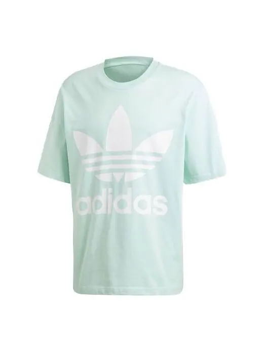 Футболка originals large logo printing round neck short sleeve mint green Adidas — изображение 1 из 4, зеленый