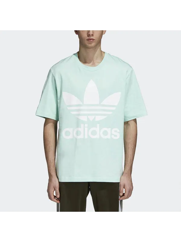 Футболка originals large logo printing round neck short sleeve mint green Adidas — изображение 3 из 4, зеленый