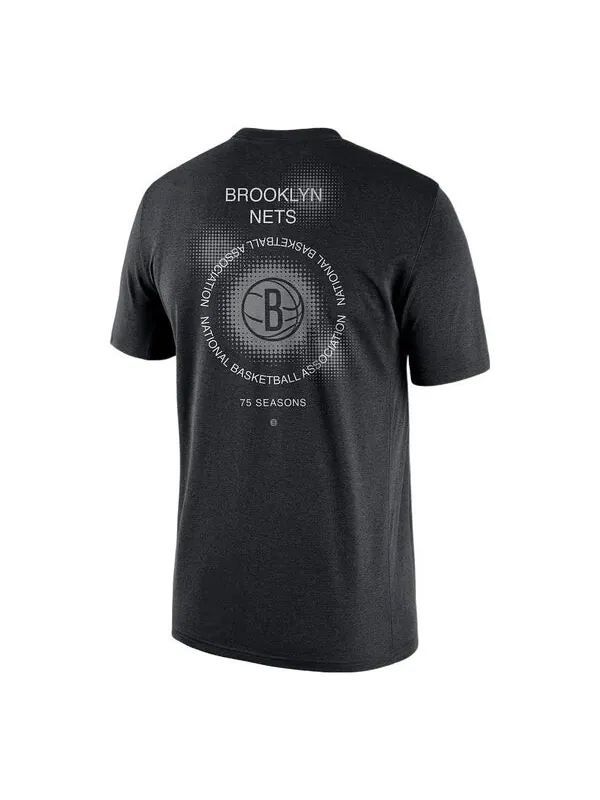 Футболка Men's Nike Brooklyn Nets Geometry Pattern Logo Printing Round Neck Short Sleeve Black — изображение 1 из 4, мульти
