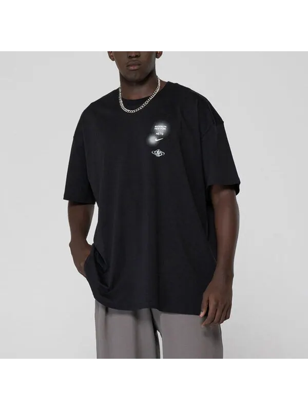 Футболка Men's Nike Brooklyn Nets Geometry Pattern Logo Printing Round Neck Short Sleeve Black — изображение 4 из 4, мульти