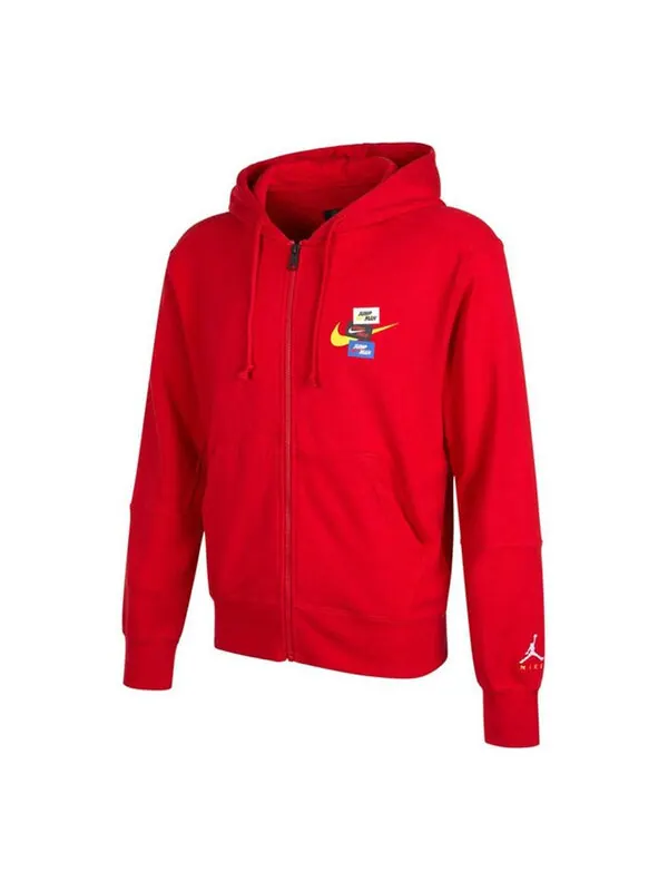 Куртка Men's Air Jordan Woven Label Logo Sports Hooded Jacket Red — изображение 1 из 4, красный