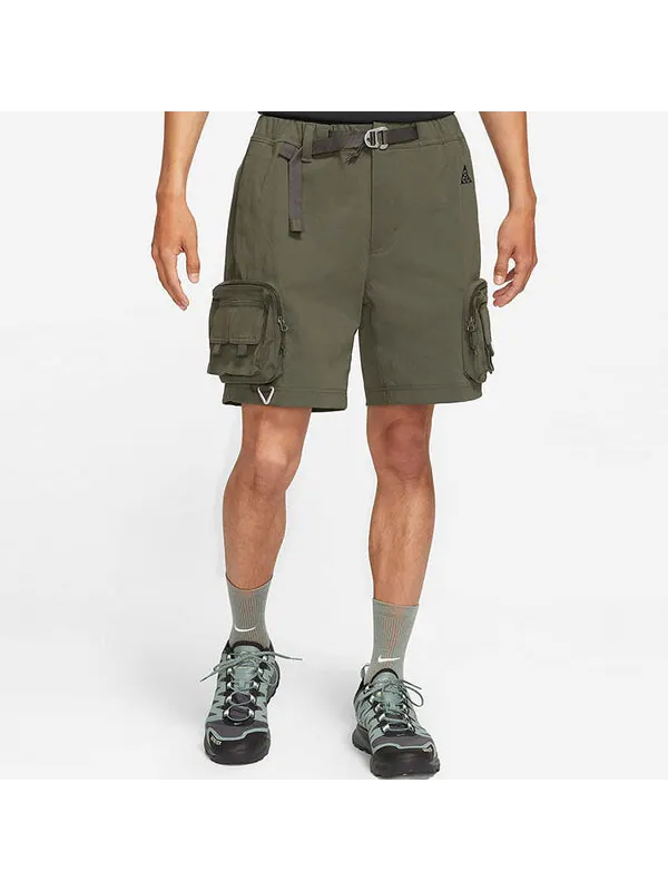 Шорты men's acg logo lacing waterproof multiple pockets shorts military green Nike — изображение 3 из 4, зеленый