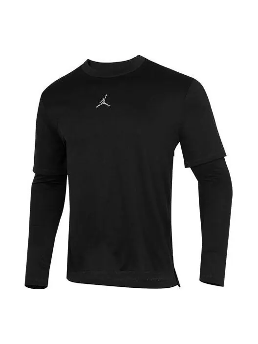 Футболка men's casual sports round neck colorblock long sleeves black t-shirt Air Jordan — изображение 1 из 4, черный