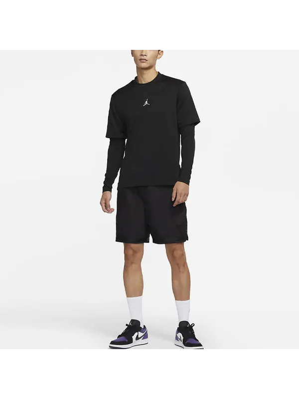 Футболка men's casual sports round neck colorblock long sleeves black t-shirt Air Jordan — изображение 3 из 4, черный