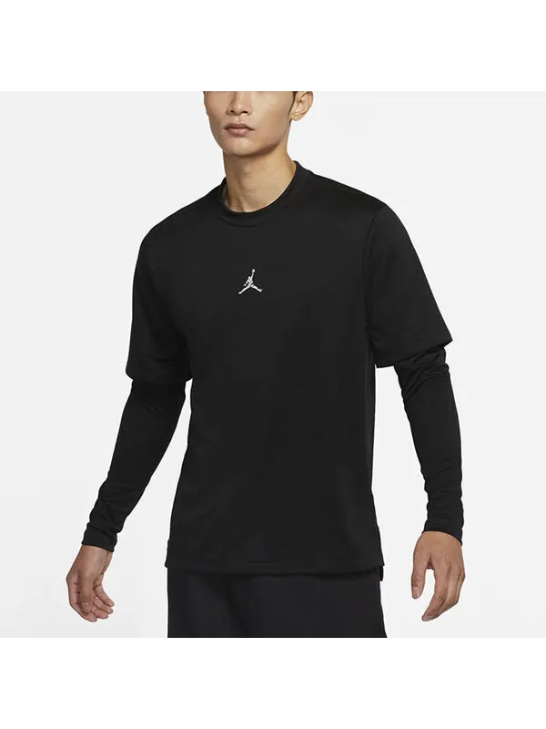 Футболка men's casual sports round neck colorblock long sleeves black t-shirt Air Jordan — изображение 4 из 4, черный