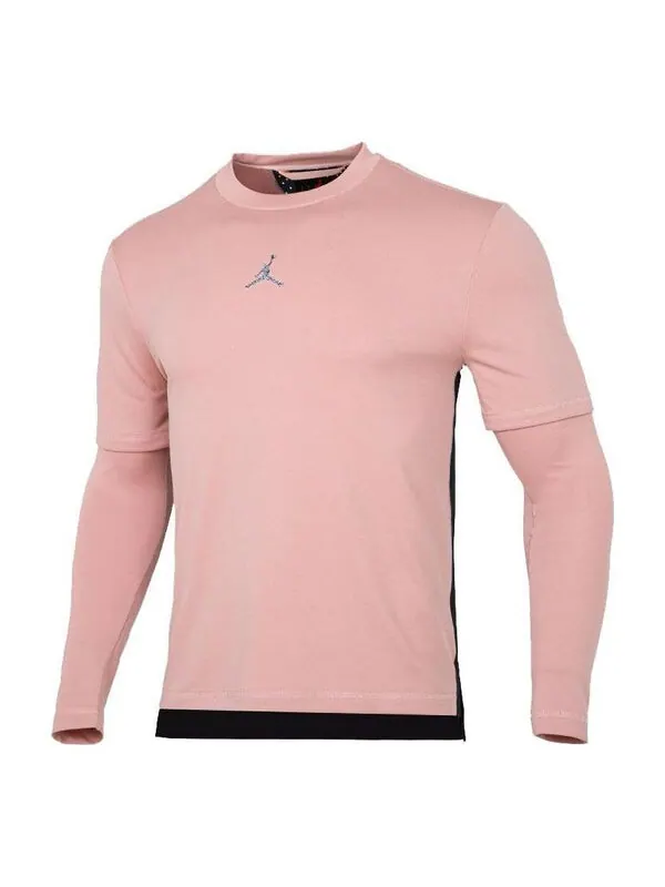 Футболка dri fit casual sports с круглым вырезом colorblock с длинными рукавами розовые Air Jordan — изображение 1 из 4