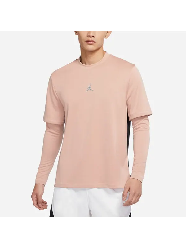 Футболка dri fit casual sports с круглым вырезом colorblock с длинными рукавами розовые Air Jordan — изображение 4 из 4