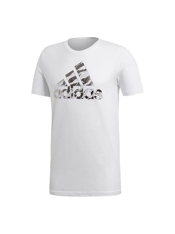 Футболка bos foil camo camouflage logo printing sports short sleeve white Adidas — изображение 1 из 4, белый