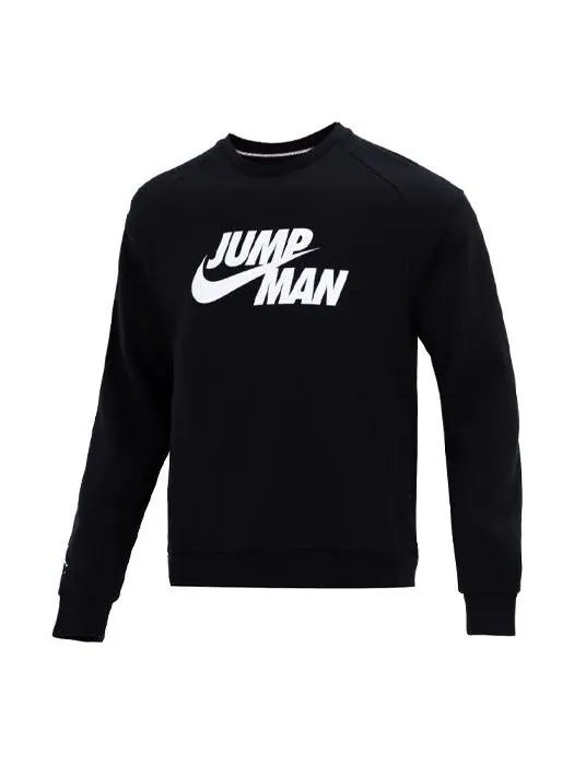 Толстовка Men's Air Jordan Logo Printing Fleece Lined Stay Warm Sports Pullover Round Neck Black — изображение 1 из 4, черный