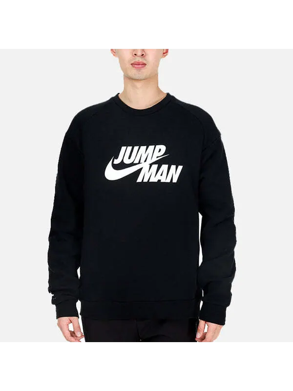 Толстовка Men's Air Jordan Logo Printing Fleece Lined Stay Warm Sports Pullover Round Neck Black — изображение 3 из 4, черный