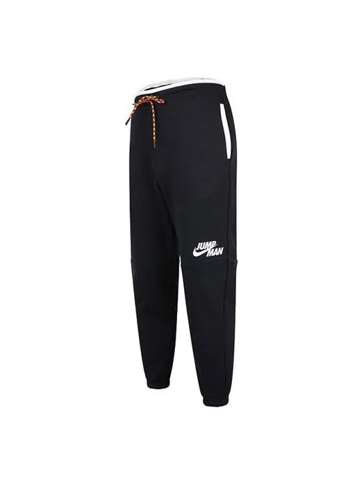 Спортивные штаны Men's Air Jordan Logo Printing Knit Fleece Lined Stay Warm Bundle Feet Sports — изображение 1 из 3, черный