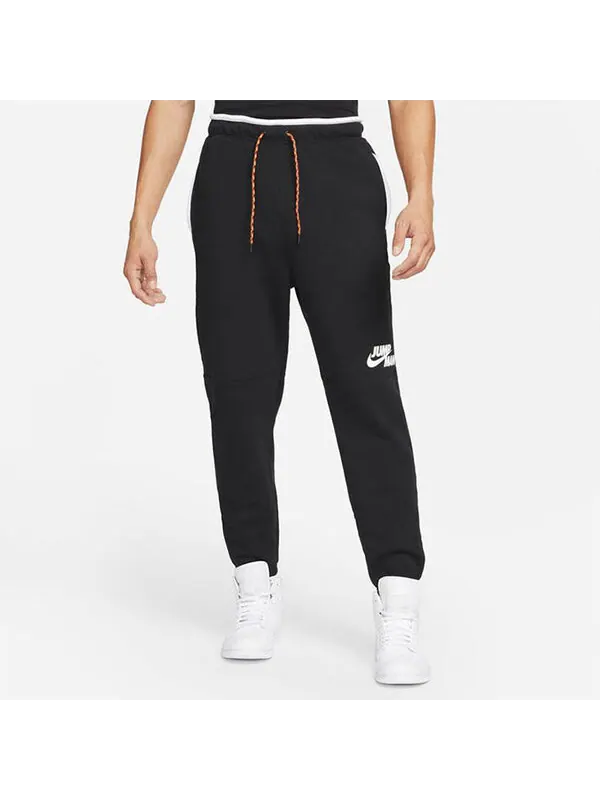 Спортивные штаны Men's Air Jordan Logo Printing Knit Fleece Lined Stay Warm Bundle Feet Sports — изображение 2 из 3, черный