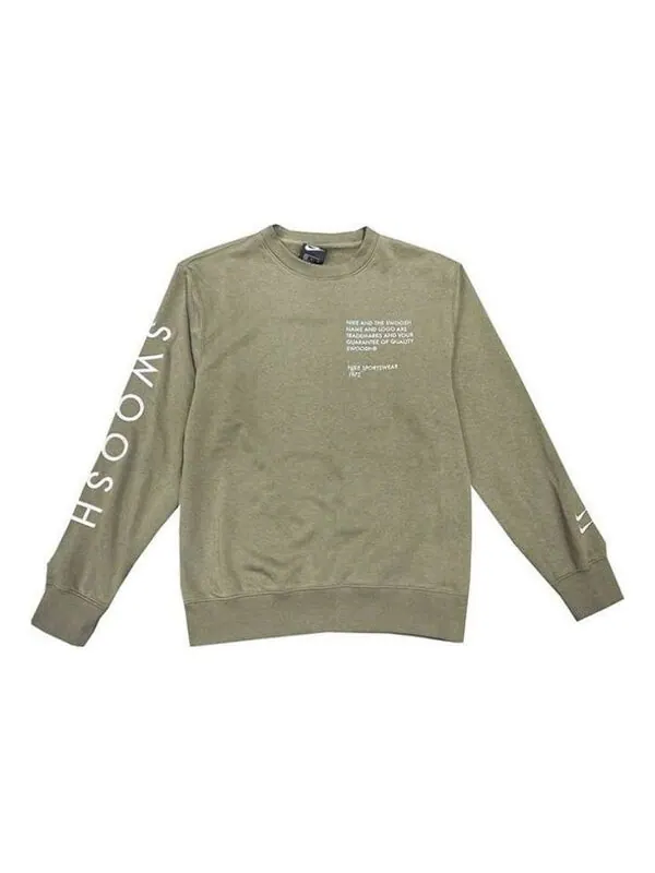 Свитер swoosh athleisure casual sports sweatshirt Nike — изображение 1 из 4, оливковый зеленый/белый