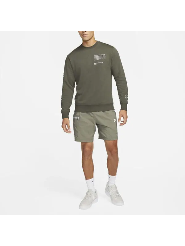 Свитер swoosh athleisure casual sports sweatshirt Nike — изображение 2 из 4, оливковый зеленый/белый