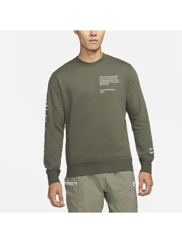 Свитер swoosh athleisure casual sports sweatshirt Nike — изображение 3 из 4, оливковый зеленый/белый