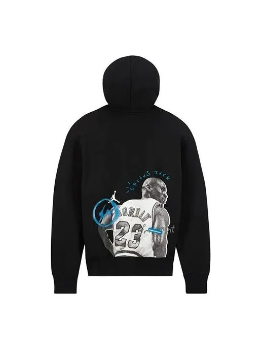 Толстовка Air Jordan x Travis Scott x Fragment Cartoon Printing Hoodie 'Black White' — изображение 1 из 3, черный